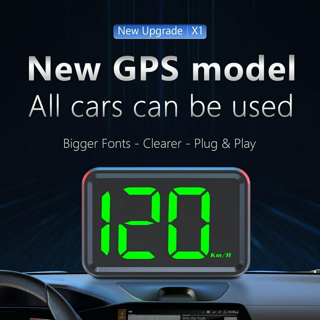 MYG MPH Km/H Car HUD Head-up Display GPS Digital Speedometer Big Font For Truck Auto