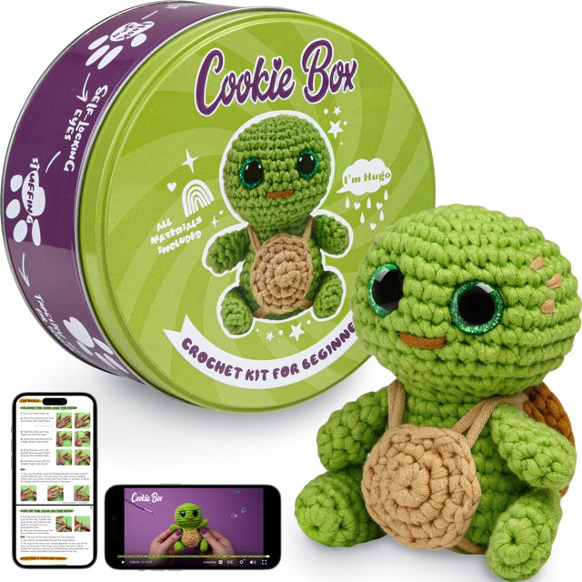 Kit de ganchillo para galletas Turtle Hugo con hilo apto para principiantes