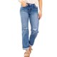 thumbnail image 2 of Pantalones Vaqueros Boyfriend Rectos de Tiro Medio para Mujer, de Mezclilla Elástica y Rasgada, A . Azul Real S, 2 of 7