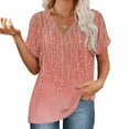 thumbnail image 4 of Womens Summer Tops V Neck Short Sleeve Shirts Trendy Casual Vacation Printing Tee Shirts, 4 of 6
