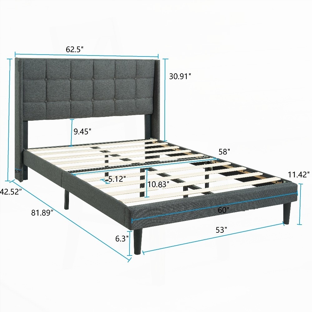 Modern Upholstered Queen Bed Frame with Key Features | Easy Assembly, No Box Spring