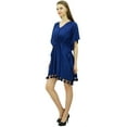 thumbnail image 6 of Bimba Women's V-Neck Tassel Kaftan Short Drawstring Waist Caftan Beachwear Coverup Dress, 6 of 9