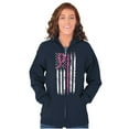 thumbnail image 3 of Breast Cancer Pink Line American Flag Zip Hoodie Sweatshirt Women Brisco Brands L, 3 of 6