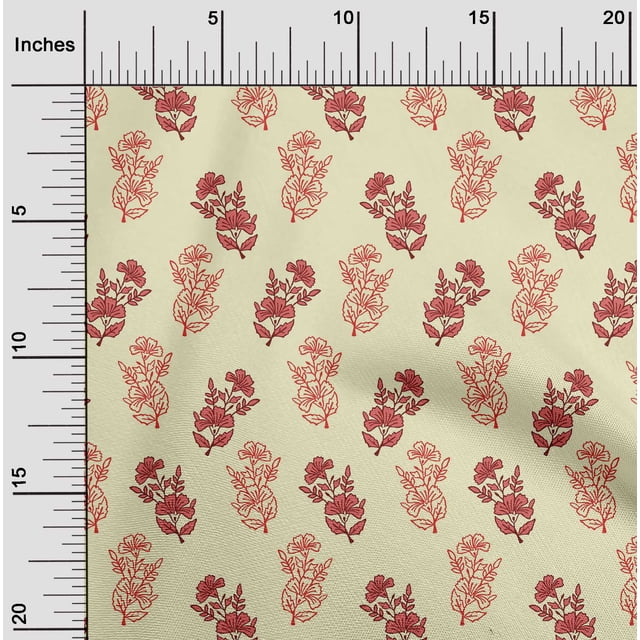 oneOone Cotton Silk Light Yellow Fabric Floral Block Sewing Craft Projects Fabric Prints By Yard 42 Inch Wide