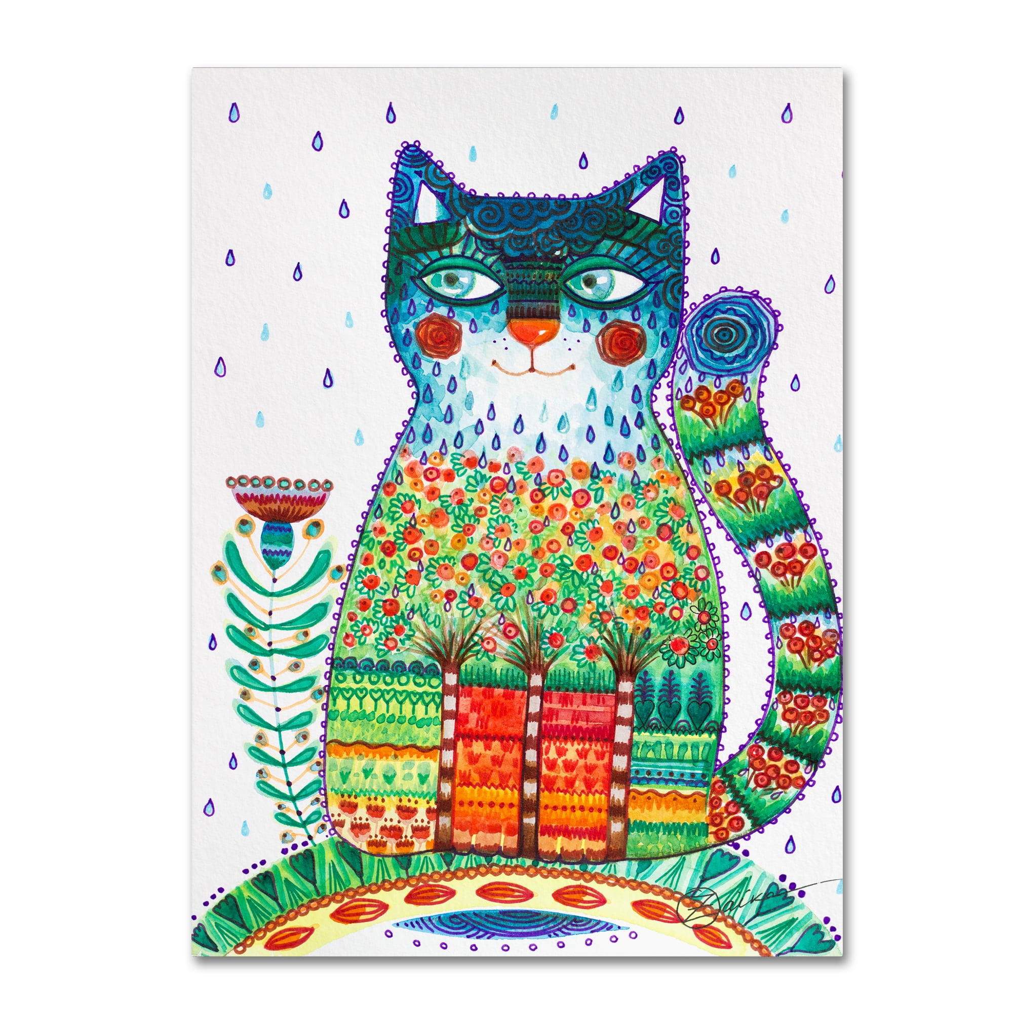 Trademark Fine Art '1 Rain Cat' Canvas Art by Oxana Ziaka
