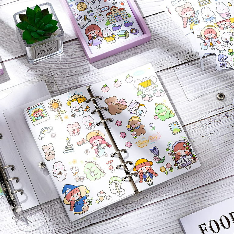 Sticker Collecting Album Reusable Sticker Book 40 Sheets 7.5 inch x 5 inch (PVC Transparent Shell (Metal Clip)) (A6)