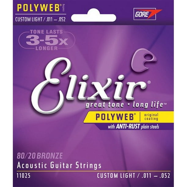 Elixir 11025 Custom Light Poly Acoustic Guitar Strings (1152