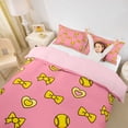 thumbnail image 3 of Castle Fairy Sport Baseball Twin Duvet Cover, Kawaii Bow Heart Pattern Twin Bedding, Pink Yellow,Pink Reversible,2pcs,1 Duvet Cover and 1 Pillowcase, 3 of 6