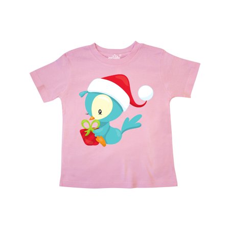 

Inktastic Christmas Bird Blue Bird Bird With Present Gift Toddler Boy or Toddler Girl T-Shirt