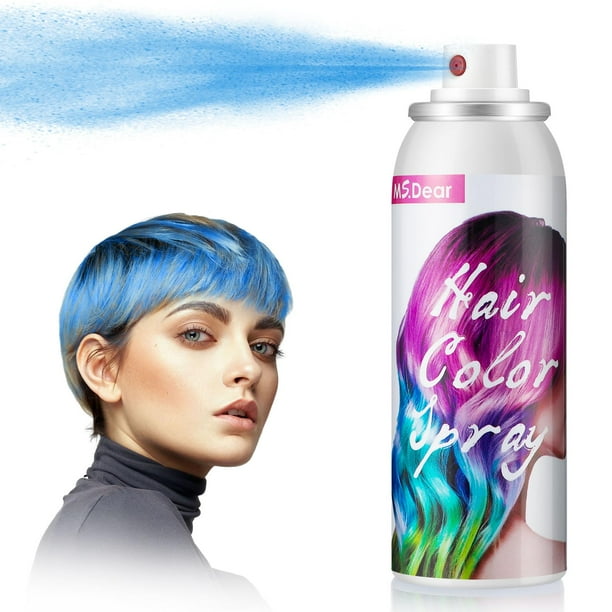 ROHVEMJ Spray para el cabello azul, tinte para el cabello en aerosol temporal, color de cabello en aerosol, 1 día, lavable, 100 ml para festivales de cosplay