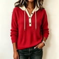 thumbnail image 5 of yillto Womens Sweater Hooded Knit Long Sleeve Sweatshirt Plus Size V Neck Loose Fashion Casual Tops, 5 of 5