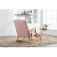 thumbnail image 5 of Rocking Chair With Ottoman, Mid-Century Modern Upholstered Fabric Rocking Armchair, Rocking Chair Nursery with Thick Padded Cushion, High Backrest Accent Glider Rocker Chair for Living Room, Pink, 5 of 9