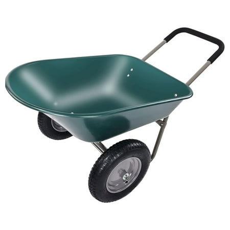 Elevon 2 Wheel Gardening Utility Wheelbarrow  Yard Cart with Stand  Green