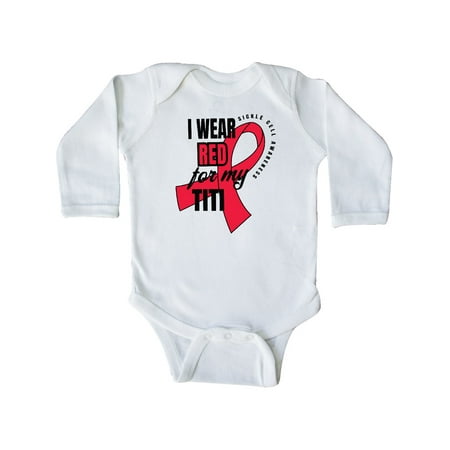 

Inktastic Sickle Cell Awareness I Wear Red For My Titi Gift Baby Boy or Baby Girl Long Sleeve Bodysuit