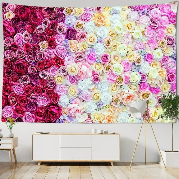 Colorful Floral Plants Tapestry Wall Hanging Rose Flower Wedding Wall Art Tapestries for L