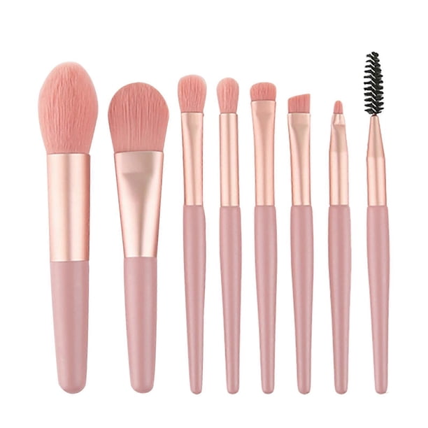 8Pcs Makeup Brush Set Portable Professional Eye Shadow Brush Cosmetic Brush Kit with Storage Bag for Women Pink