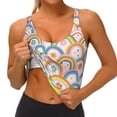 thumbnail image 4 of Haiem Rainbow Flowers Pattern Womens Sports Bra - U Neck Padded Low Impact Yoga Bra Workout Crop Top Gym Moisture-Wicking Workout Vest -Large, 4 of 9