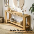thumbnail image 3 of Spaco 63" Boho Console Table with Storage Shelf, Rustic Farmhouse Sofa Table with Beaded Trim, 2-Tier Narrow Entryway Table for Indoor as Living Room, Bedroom, Brown, 3 of 8