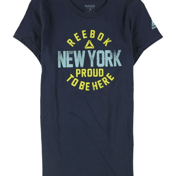 Reebok Womens New York Proud To Be Here Graphic T-Shirt, Blue, Medium