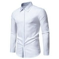 thumbnail image 3 of Inglocry Men's Casual Long Sleeve Stretch Dress Shirt Wrinkle-Free Regular Fit Button Down Shirts White 2XL, 3 of 4