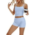 thumbnail image 5 of Biezeib Women's Summer Loungewear Set Lace Trim Cami Tops with Fold Over Waist Shorts Sleepwear, 5 of 6