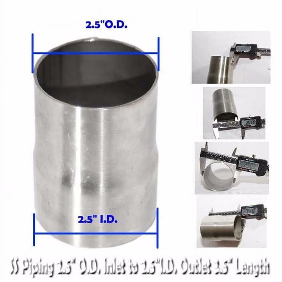 DIY Tailpipe Exhaust Pipe 2.25" O.D. to 2.25" I.D. 3.5" Length T304 DIY Tailpipe Exhaust Pipe 2.25" O.D. to 2.25" I.D. 3.5" Length T304