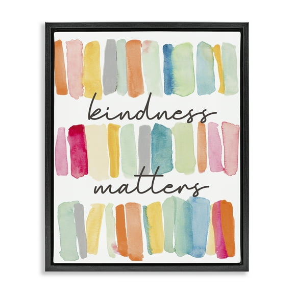 Stupell Industries Kindness Matters Phrase Typography Painting Black Floater Framed Art Print Wall Art, 17 x 21