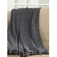 thumbnail image 3 of Fennco Styles Sevan Collection Contemporary Cross Stitch Fringed 100% Cotton 50 x 60 Inch Throw – Black Throw Blanket for Couch, Bedroom and Living Room Décor, 3 of 5