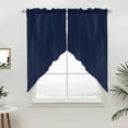 thumbnail image 5 of Navy Blue White Geometric Kitchen Window Curtains, Swag Curtains Valance for Bedroom Living Room Bathroom, Modern Herringbone Abstract Art Rod Pocket Window Curtain Block Drapes 2 Panels 36"x63", 5 of 9