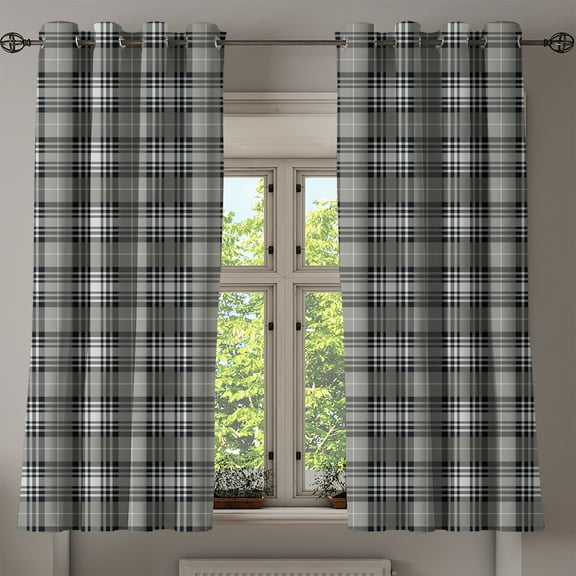 Ambesonne Checkered Grommet Curtain, Dark British Tartan, 50" x 54", Seal Brown Dimgray