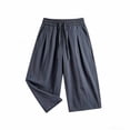thumbnail image 5 of Iyufng Cotton Linen Wide Leg Pants for Men Casual Summer Loose Trousers with Drawstring and Pockets, 5 of 6