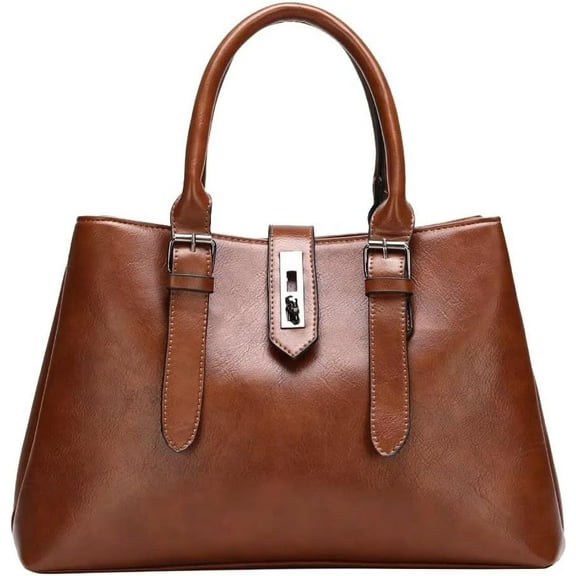 HMSHA Top Handle Handbag for Women Large Capacity Shoulder Bag Multi Pocket Tote Bag PU Leather Tote Bag Retro Satchel