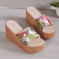 thumbnail image 4 of Nrmvnmi 2024 Women's Wedge Slipper Open Toe Summer Floral Platform Solid Color Floral Wedge Sandals Red Mothers Day Gifts, 4 of 6