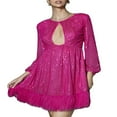 thumbnail image 1 of Robe de Soirée pour Femmes à Manches Longues, Col Ras du Cou, Ajourée, à Paillettes, 1 of 6
