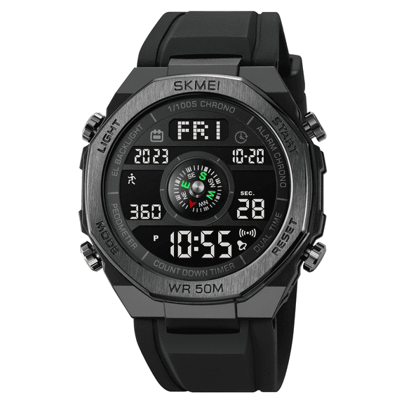 Explojoy Military Digital Sports Watch ā Waterproof LED Wristwatch with Compass, Alarm & Silicone Strap (Unisex)