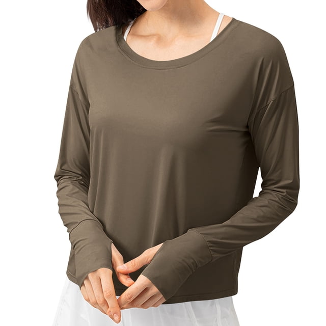 Chandail à Capuche Oversize pour Femmes, Mode Décontractée, Blouse Ample, Col Rond, T-Shirt Imprimé, Tee-Shirt, Chandail en Molleton, Grande Taille, Marron