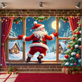 thumbnail image 4 of Festive Design Christmas Banner Santa Claus Polyester Material Window Decoration Winter Scene for Holiday Party Indoor Decoration Christmas Celebration, 4 of 8