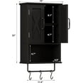 thumbnail image 3 of Farmhouse Medicine Cabinet, Bathroom Wall Cabinet with Adjustable Shelf, Towel Bar, 3 Hooks, Over The Toilet Storage Cabinet for Bathroom, Kitchen, Black, 3 of 16