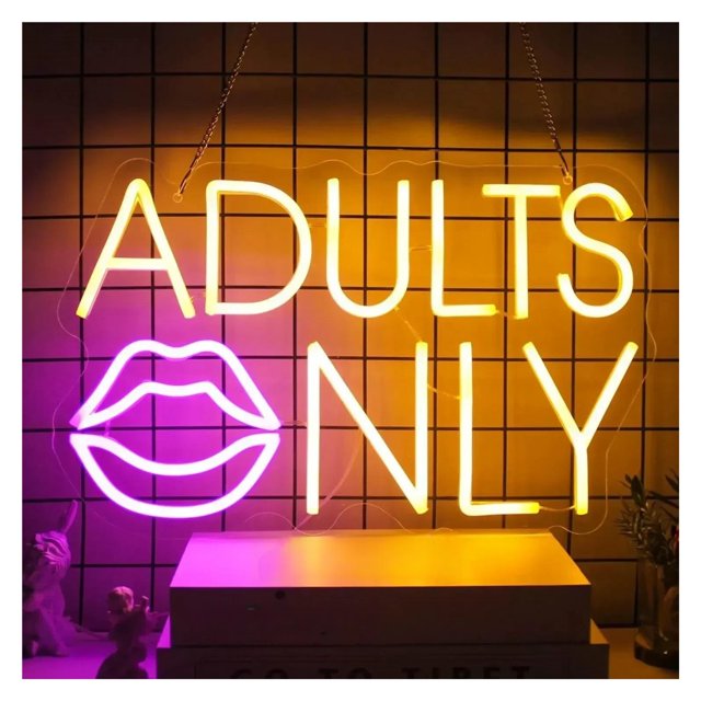 Adults Only Letrero De Neón Luz Regulable Lámpara De Decoración De Pared USB Para Bar Carta Dormitorio Hombre Cueva Hotel Fiesta Tienda 42cm×26.4cm