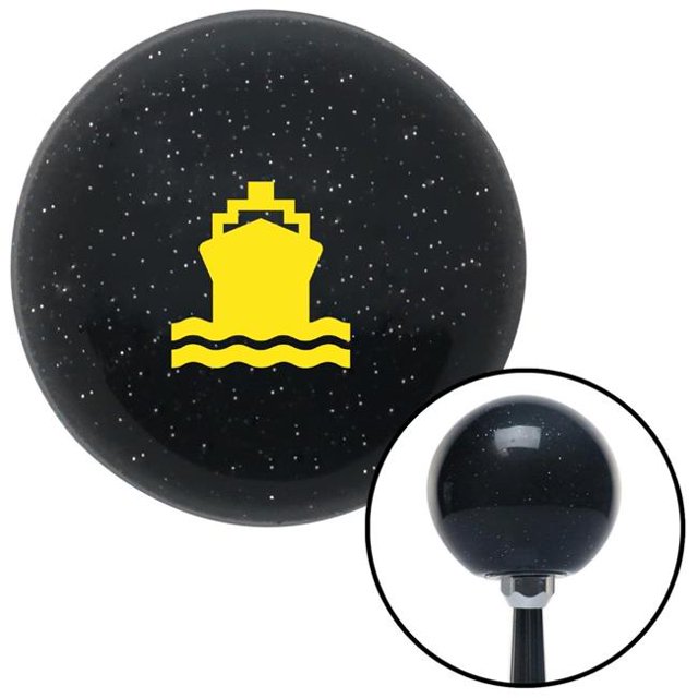 Yellow Cruise Ship Black Metal Flake Shift Knob with M16 x 1.5 Insert Shifter Auto