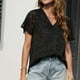 thumbnail image 2 of Blusa de manga corta con cuello en V para mujer, regalo para mujer Fridja  hjk6520, 2 of 6
