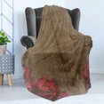 thumbnail image 4 of Victorian Soft Flannel Fleece Throw Blanket, Artwork with Roses Ornamental Frame Image Nostalgic Vintage Flower Style, Cozy Plush for Indoor and Outdoor Use, 50" x 70", Red Brown, by Ambesonne, 4 of 5