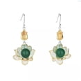 thumbnail image 2 of EOEMY Jade Drop Dangle Earrings Lotus Flower Gemstone Boho 18K White Gold Plated, 2 of 6