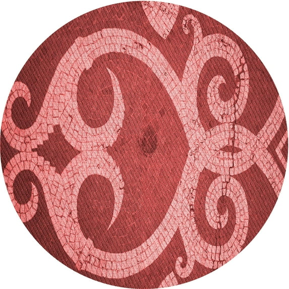 Ahgly Company Machine Washable Indoor Square Transitional Red Area Rugs, 3' Square