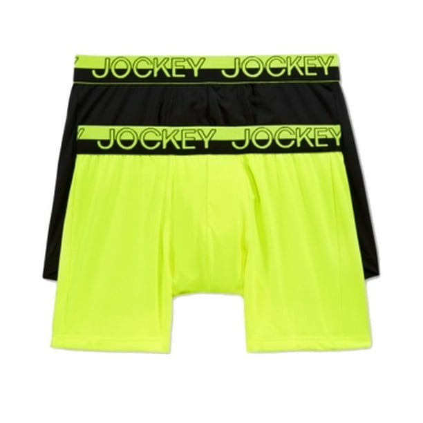 Jockey Jockey NEW Yellow Neon Black Mens Large L 2Piece Boxer Brief