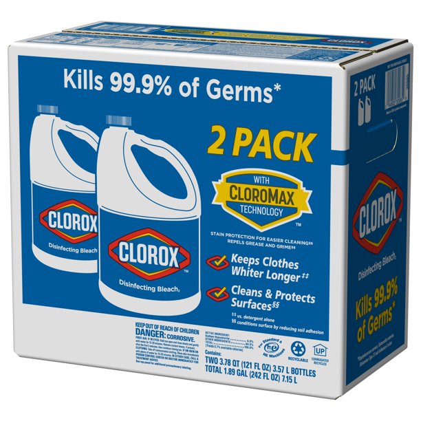 Clorox Disinfecting Bleach, Regular, 2 Pack 121 Ounce Bottles