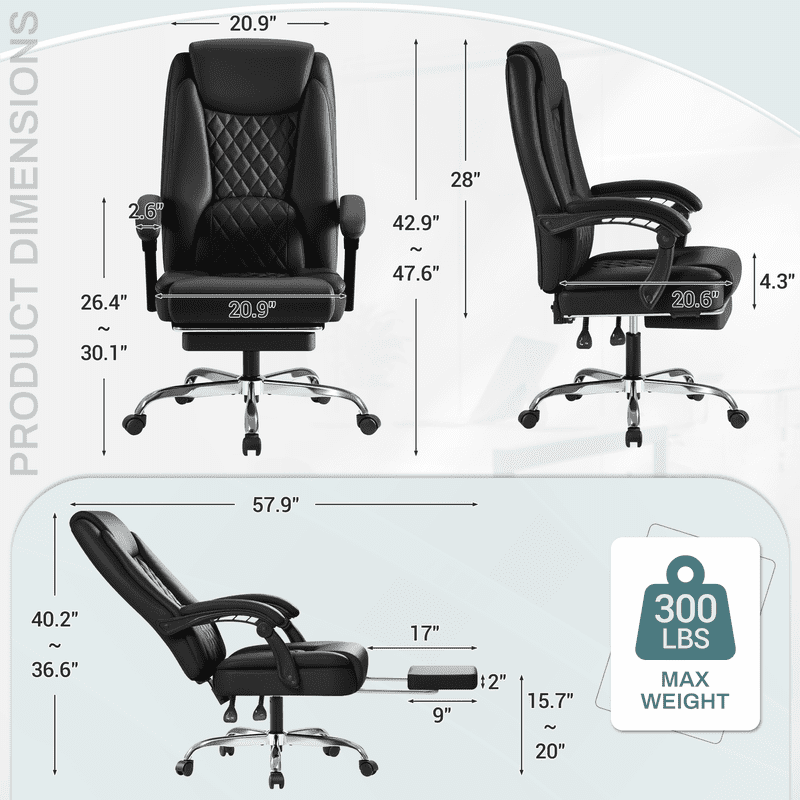 Homall Home Office Chair Adjustable Executive Leather Chair With Arms Ergonomic High Back Cushion Lumbar Back Support Computer Desk Chair,Black