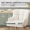 thumbnail image 4 of MultiHaven 26.2-Inch Bar Stools Set of 1,Swivel Counter Height Bar Stool with Plaid Back & Armrests,Solid Wood Legs Fabric Kitchen Chairs for Bar,Cafe - Beige, 4 of 8