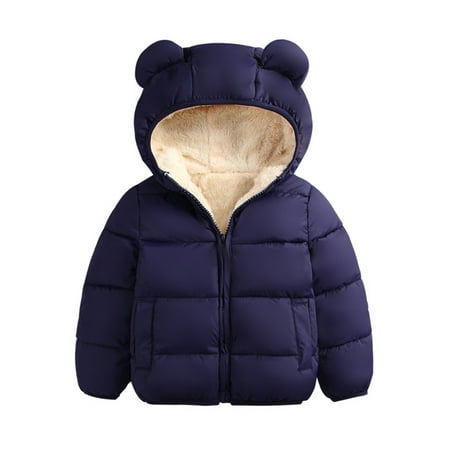 

Kids Baby Boys Girls Winter Down Coats with Hoods Solid Color Zipper Open Front Hooded Jacket