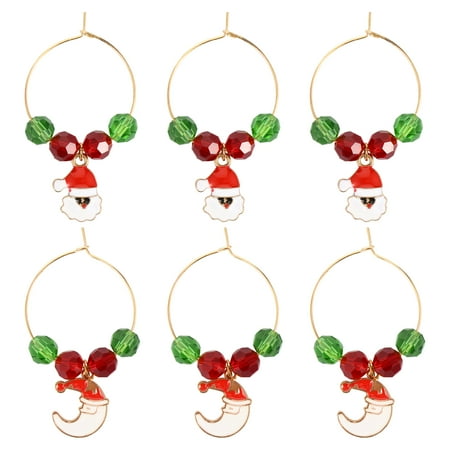 

6Pcs Cup Ring Wine Glass Decoration Cup Tag Christmas Prop Party Glass Ornament
